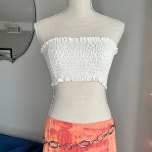 brandy melville white ruched tube top ♡